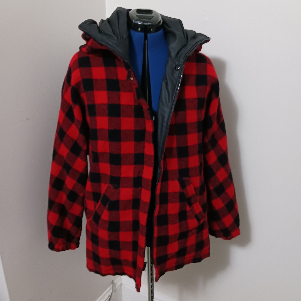 Vintage Checkered Reversible Jacket Lumberjack Medium Wool Blend